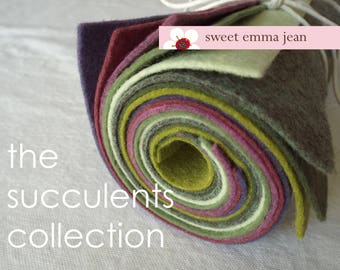 9x12 Wool Felt Sheets - The Succulents Collection - 8 Sheets of Felt