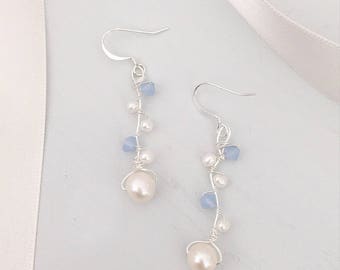 Addie Earrings Silver and Blue - Britten Weddings - Sample Sale