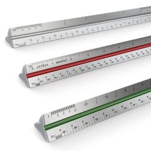 Arteza 12" Triangular Architect Scale Aluminum Color-Coded Grooves (Imperial)