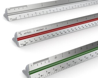 Arteza 12" Triangular Architect Scale Aluminum Color-Coded Grooves (Imperial)