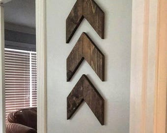 Set of three wooden arrows