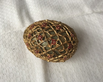 Vintage Fredrick Mosell Rose Trellis Faberge Style Sewing Kit Egg 1500