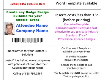 Name Badge Inserts for 3" x 4" Badge Holder