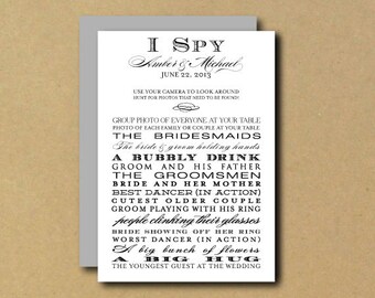 Printable Wedding I Spy Card - Typography