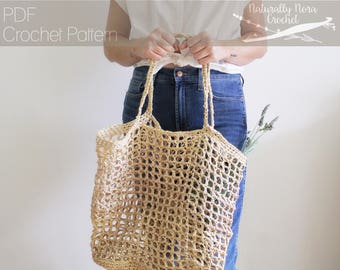 Crochet Pattern: The Riviera Tote- one size market bag raffia simple summer bag