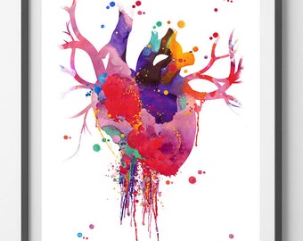 Heart Anatomy Watercolor Print Abstract Medical Art The Human Heart Poster Anatomy Art Illustration Anatomical heart print science art gift