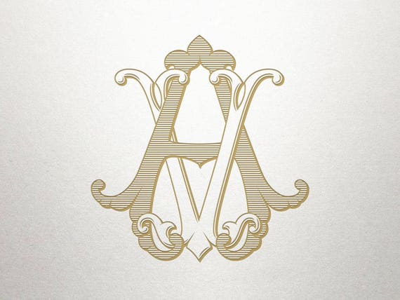 Custom Bridal Monogram AV VA Bridal Monogram Vintage