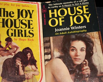2 vintage paperback book house of joy + joy house girls 1960 prostitution sleaze