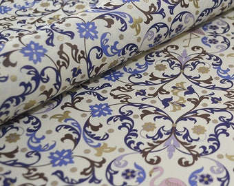 Italian Florentine Paper - Flamingos Blue and Lilac