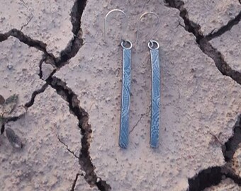Textured Sterling Silver Strip Dangle Earrings