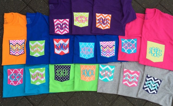 Items similar to Monogrammed Pocket Tee Shirts on Etsy