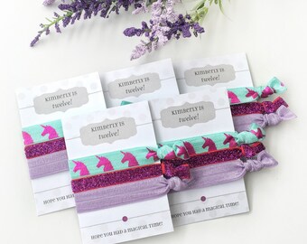 Unicorn Favors for Girls, Custom Hair Tie Favors, Unicorn Birthday Decorations, Unique Party Favors, Girls Birthday Party Favors