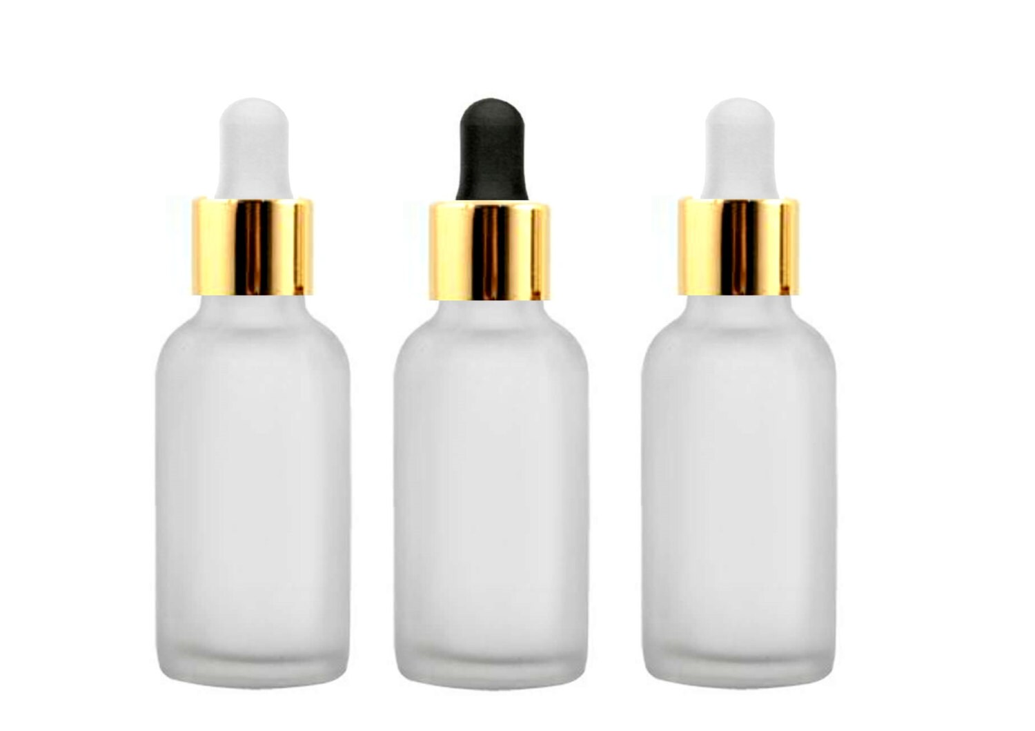3 Clear 30ml FROSTED Glass Boston Round Essential Oil ...
