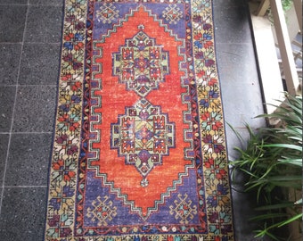 OUSHAK RUG,Vintage Rug,Turkish Rug,Home Living,Turkish Vintage Rug,Floor Rugs,3'2"×6'2"ft,Area Rug,Home Decor Rug,Fashion Rug