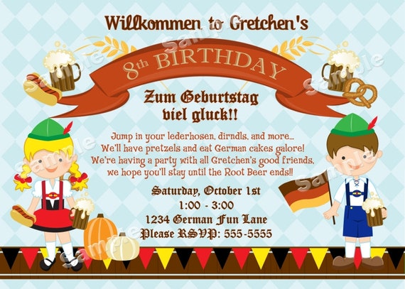 German Birthday Invitation Cards 1