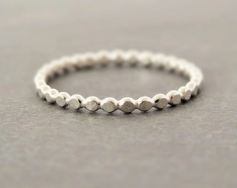 Sterling Silver Ring tiny hammered Thumb Ring Flat Bubble Ring Stacking Ring stack ring