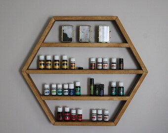 Large Hexagon Essential Oil Display Shelf | Organizer | Storage | Floating Shelf | Oil Shelf | Essential Oil Rach | Hanging Shelf |