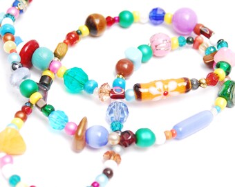 Thin RandomJane short glasses chain colorful beaded hippie boho random style summer accessory for kids, eye and sun glasses made in Vienna