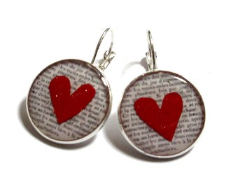 HEART DANGLE EARRINGS - heart earrings - red heart earrings - minimalist - bridesmaids gifts for|girlfriend Gift idea gift heart gifts