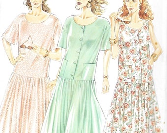 New Look 6679 Misses Dropped Waist Dress Sewing Pattern Size 8-18, UNCUT