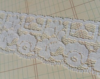 White Lace - Bright White Trim - 1 7/8" Wide - 7 Yards - DESTASH SALE - Last of Spool