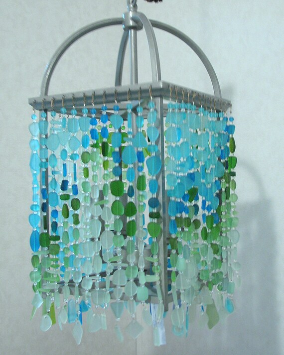 Sea Glass Chandelier Ceiling Fixture Foyer Light Coastal