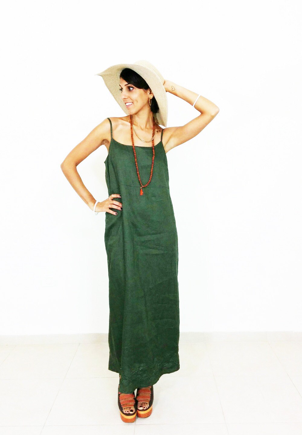 khaki safari dress with sleeves