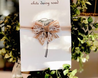 burlap lacey bow l nylon headband l baby l toddler