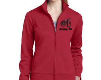 Personalized Letter Stethocsope with Name Full-Zip LADIES Jacket * Initial Nurse Nursing Medical Womens * 6 Colors