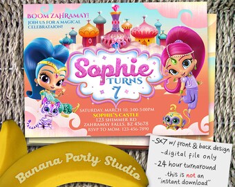 Shimmer and Shine Invitation, Shimmer and Shine Birthday, Shimmer and Shine Party, Shimmer and Shine Invite, Shimmer and Shine Digital Evite