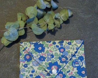 Envelope pouch, card Liberty London Betsy, flowers, blue and green