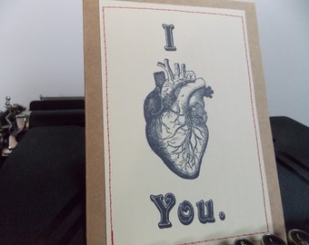 Love card Heart Card Anatomical Heart Card I Love You card I Anatomical love card Love Card Valentine's Day Card