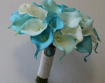 Wedding Bouquet Turquoise Calla Lilly Bouquet Bridal Bouquet Turquoise Bouquets Wedding Bouquets Bouquets Calla Lily Wedding Bouquet