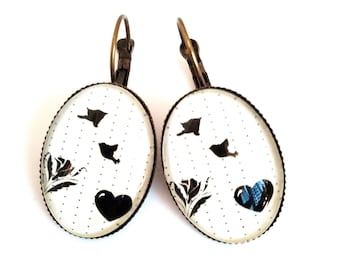 Cabochon 18 * 25 mm glass heart earrings