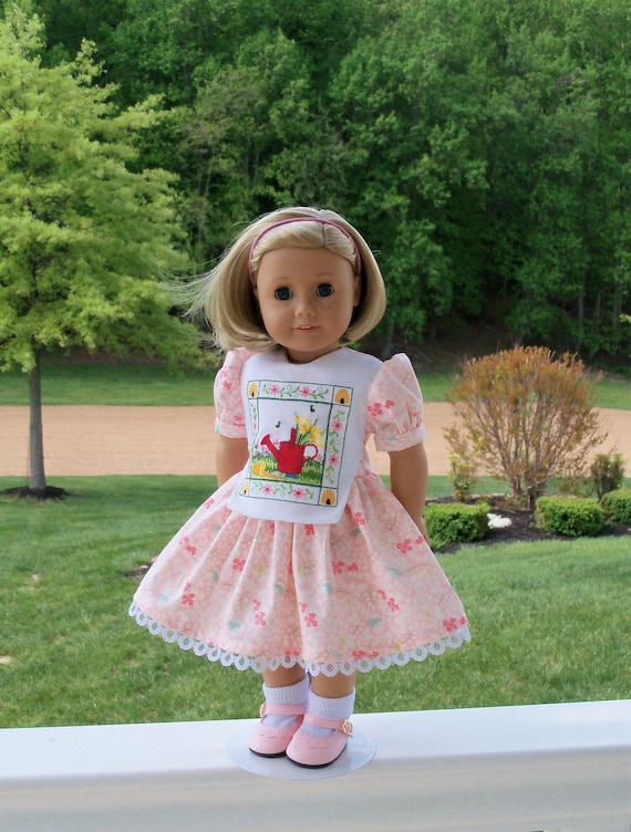 Like American Girl Doll Clothes / Farmcookies Embroidered Dress and Shoes for 18" Dolls / 18" Doll Clothes