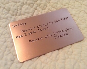Father of the bride Copper wallet insert, personalized