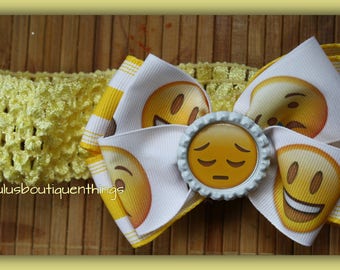 Emoji Headband or Hair Bow 2 sizes