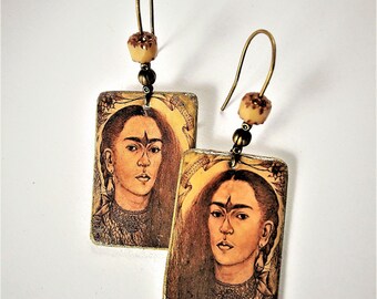 Earrings Frida self-portrait