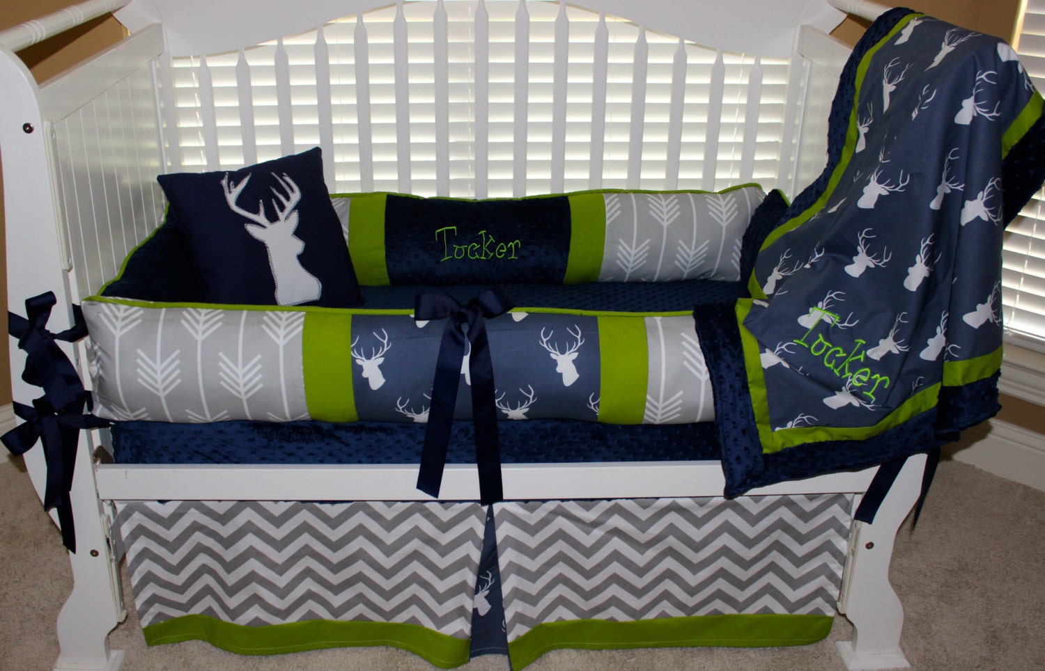 Custom Baby Bedding 6 Pc Set Woodland Deer Forest Lodge Zoom
