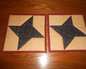 Quilted Star Potholders/ Quilted Hotpads/Country Potholders/ Item # 561