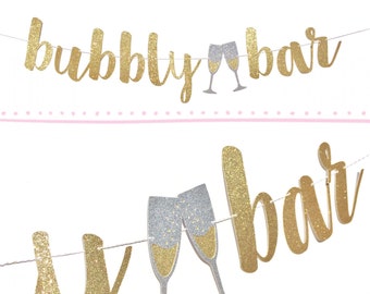 Bubbly Bar Banner | Bridal Shower Banner | Engagement Party Decorations | Bridal Shower Sign Bridal Shower Decorations | Bubbly Bar Sign