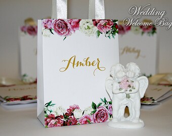 Small Bridesmaid Gift Bags with ribbone - Custom Bridesmaid - Bachelorette bags Bridal - Bridal Shower Bags for small gifts - Wedding favors