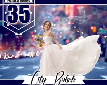 35 city festival street lights bokeh overlays, holidays light, night lights, Photoshop overlays, Digital Backdrop, Photo Overlays, jpg