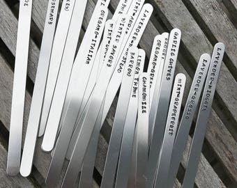 10, 15, 20 or 25 Custom hand stamped garden markers, garden tags, herb markers, vegetable markers, plant markers