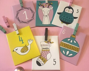 24 Day Advent Calendar - Christmas Countdown - Paper Envelope (It Musk Be Christmas Design)