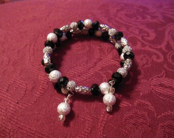 Black And Silver Wrap Bracelet