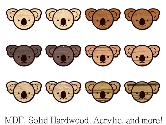 Laser Cutout 12 pcs Cute Koala Shape MDF acrylic hardwood and