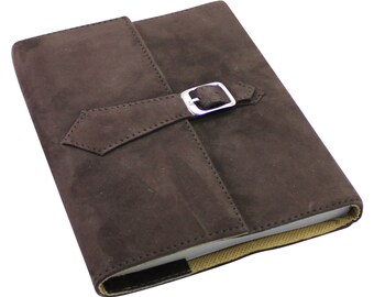 Genuine Dark Brown Suede Refillable Journal