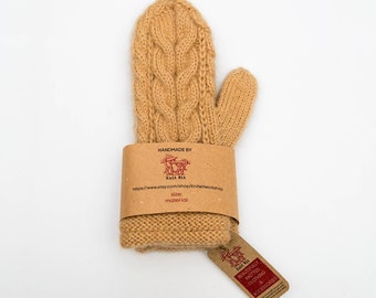 Warm, cozy & fluffy hand knitted wool mittens gift for her