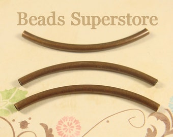 50 mm x 3 mm Antique Copper-Plated Brass Curved Tube Spacer - Nickel Free, Lead Free and Cadmium Free - 10 pcs
